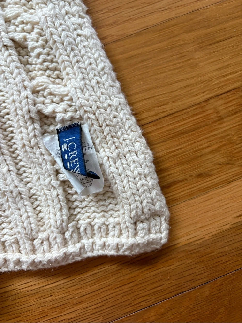 Vintage J. Crew Classic Cable Knit Scarf Cream